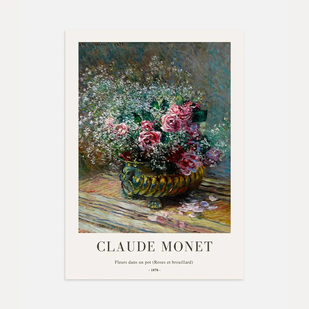 Monet Roses in a Pot Poster